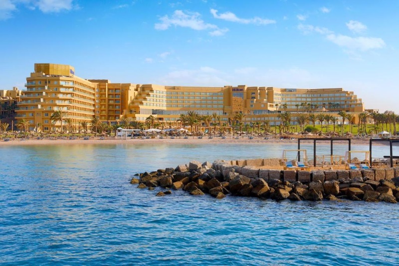 Hotel Hilton Hurghada uitzicht op het hotel